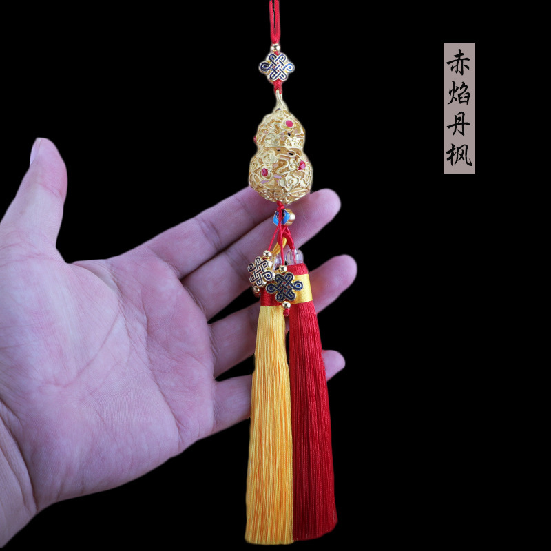 车载吊坠复古镂空葫芦汽车挂件车内装饰品吊饰平安双流苏吊坠挂饰|undefined
