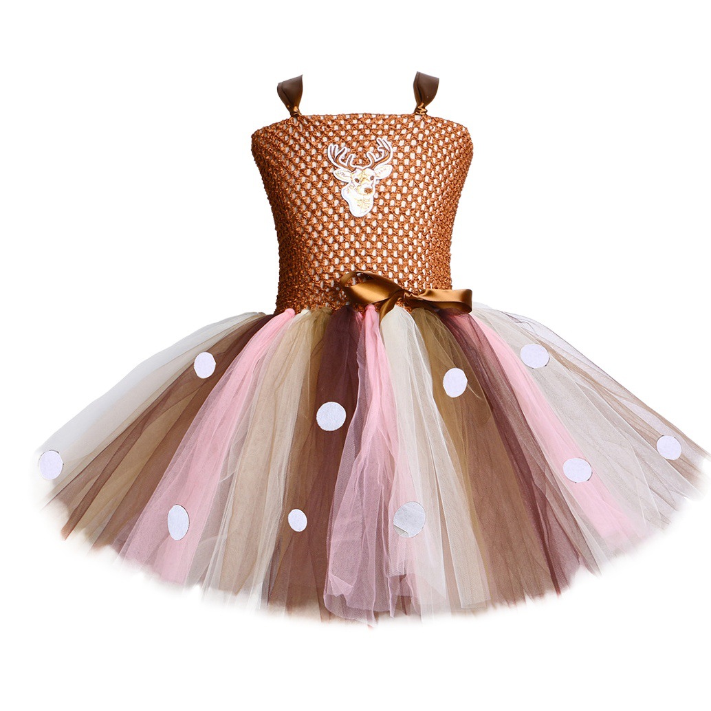 Europa y América falda del tutú alces comercio exterior niños de malla hecha a mano pettiskirt Navidad vestido la muchacha con diadema