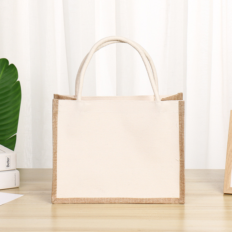 Bolso de lino Retro para hombro, bolsa de regalo para compras, saco de imitación de lona, bolso de mano de lino, bolso de mano de lona de algodón y lino