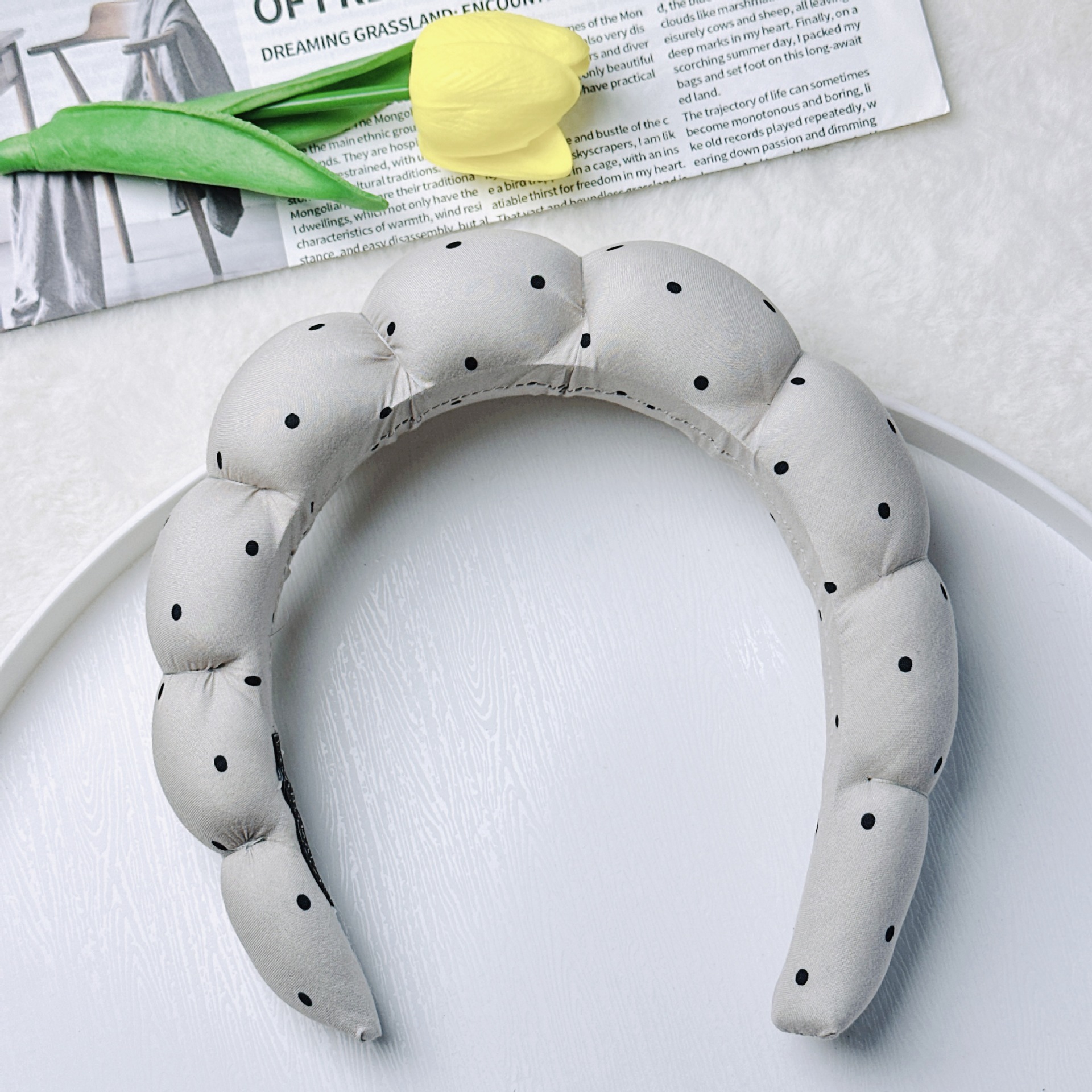 Diadema de Esponja tipo Nube de Tela para Lavado de Cara