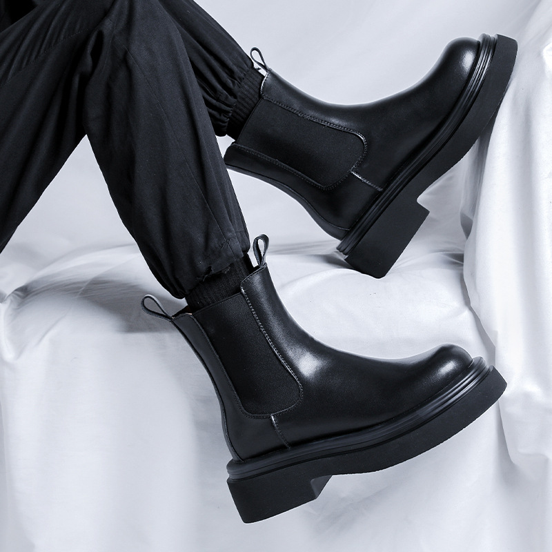 English style autumn and winter plush new mid cut boots, handsome motorcycle Martin boots 5015-R_voghion.com