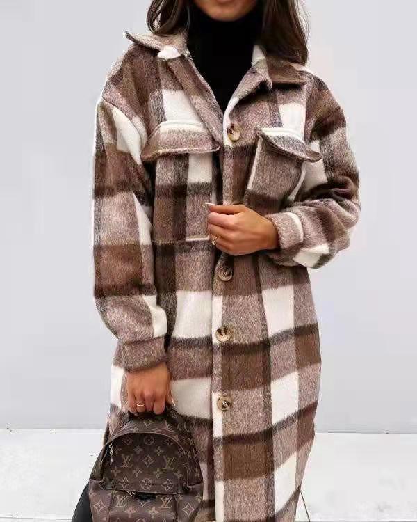 Women's Casual Plaid Button Single Breasted Coat Woolen Coat display picture 7