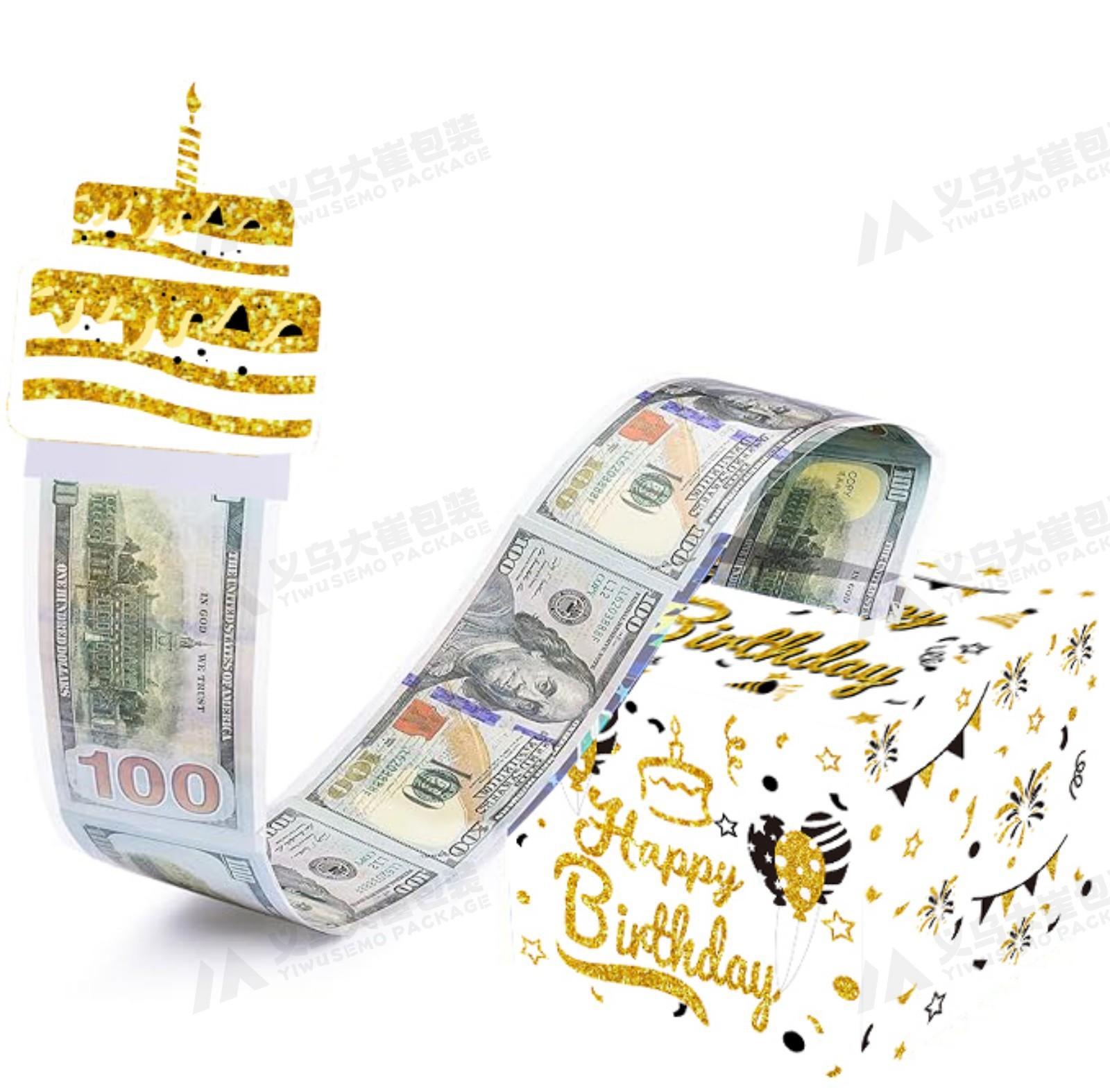 现货白金生日蛋糕抽钱盒子（独家设计款）;均码
