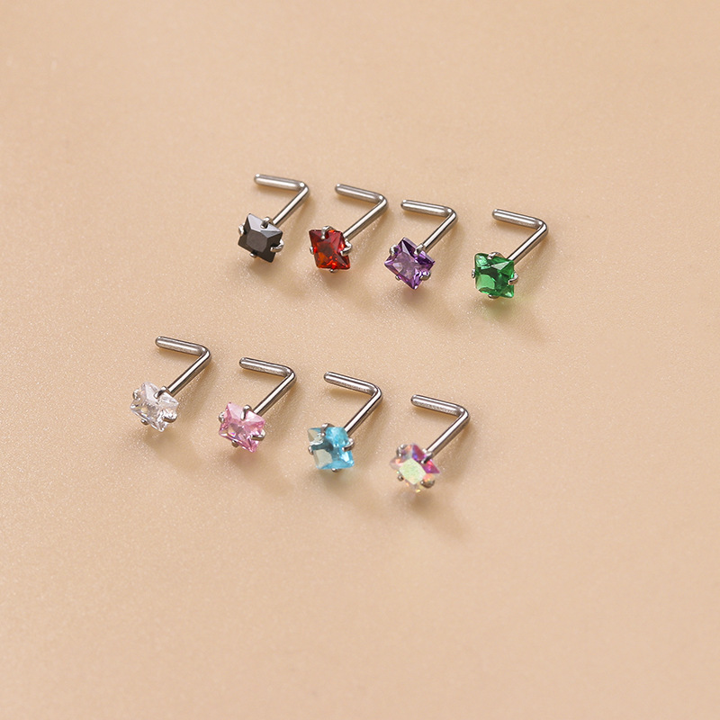 Fashion Geometric Stainless Steel Zircon Nose studs 1 Piece