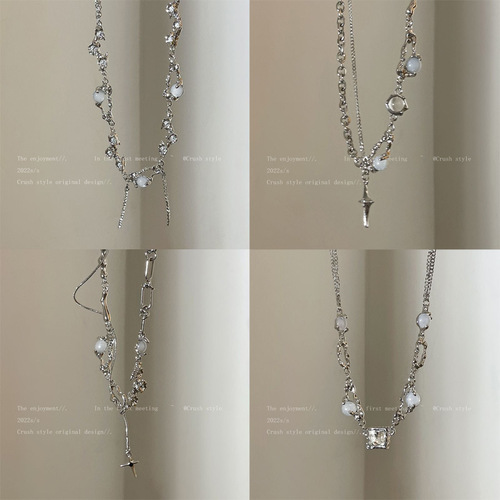 Ins style pearl necklace women's light luxury niche design high-end clavicle chain tassel love pendant jewelry wholesale