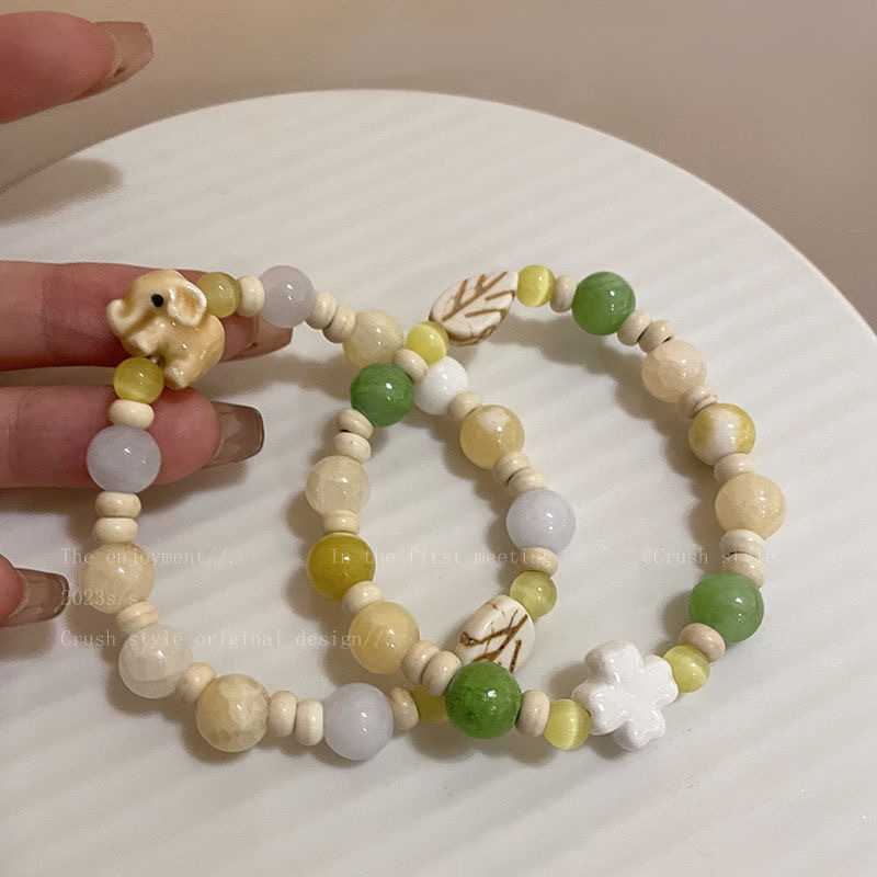 Macaron Color Ceramic Beaded Bracelet Women's Ins Niche Girlfriend Bracelet Dopamine High-value Student Bracelet