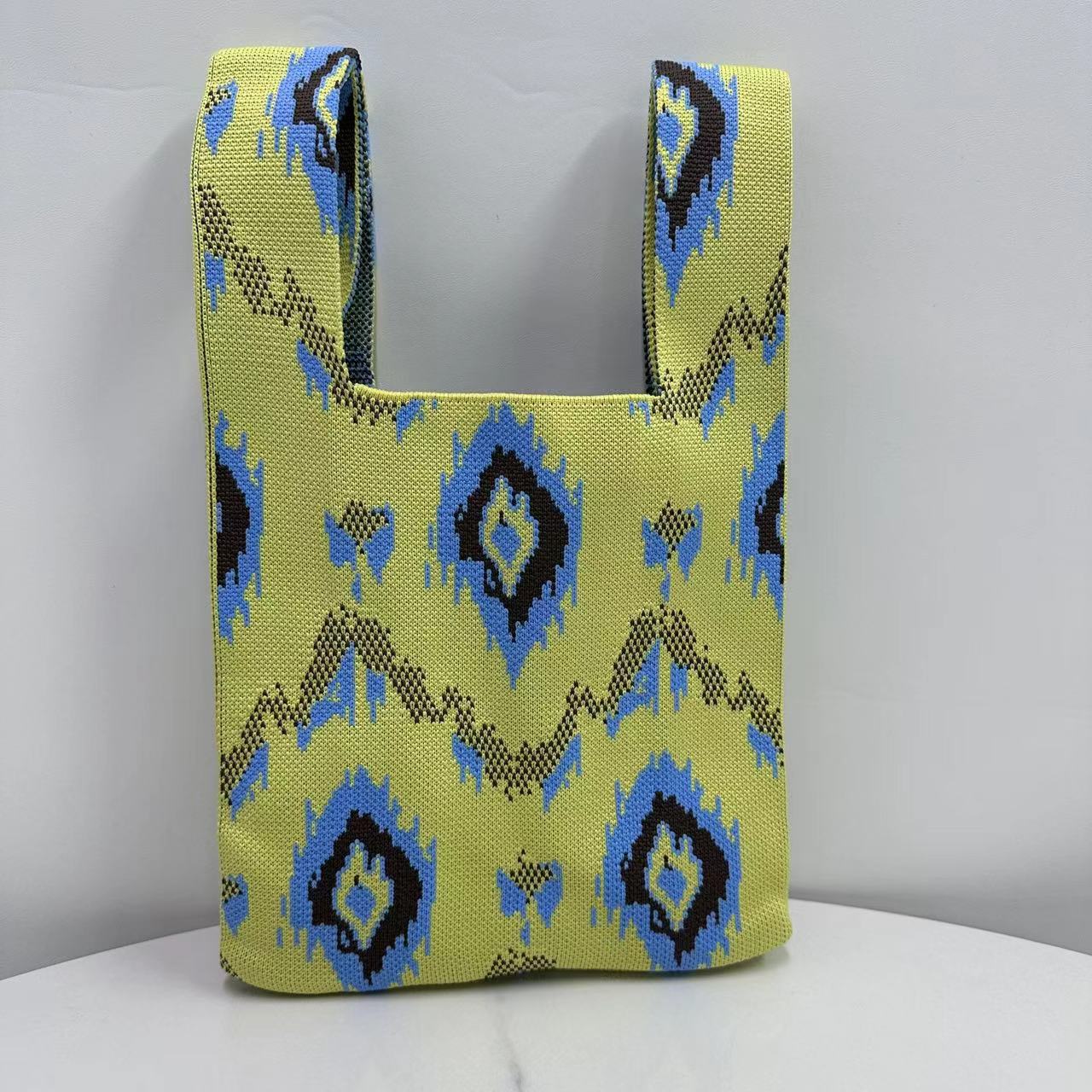 百搭民族针织单肩包特色外出轻便大容量手提购物袋艾德莱斯包包