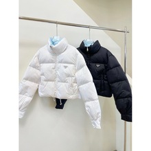 PD22ss秋冬新款三角标牌立领面包服羽绒棉外套时髦保暖棉服外套女