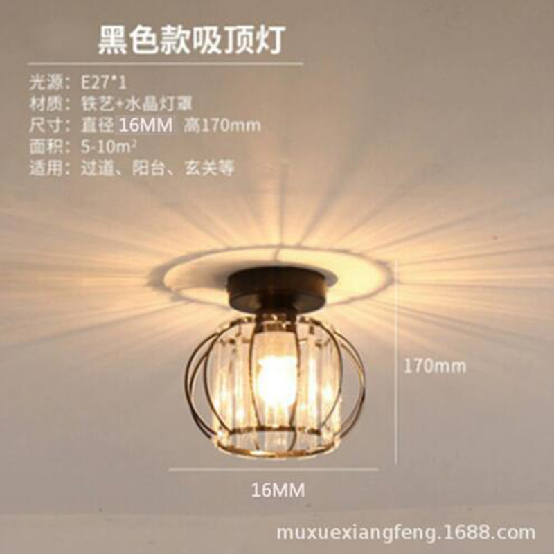 Personalidad creativa lámpara de techo de cristal lámpara de pasillo moderna minimalista pasillo de entrada Balcón de estilo europeo pequeña lámpara de techo