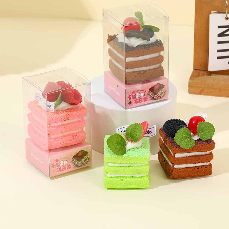 Piinwei creativo de alimentos juegan comida simulada pastel de pan refrigerador de absorción pegatinas de compresión reducida pellizco caja de regalo de música juguetes descomprimidos