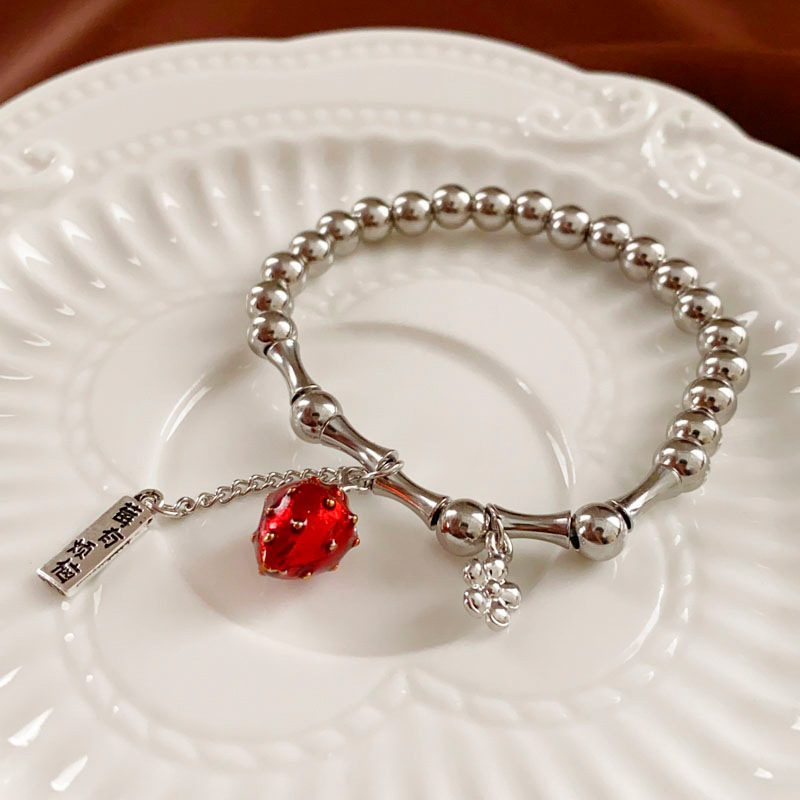 Le Cuivre Style IG Décontractée Sucré Fraise Émail Anneaux Bracelets display picture 9