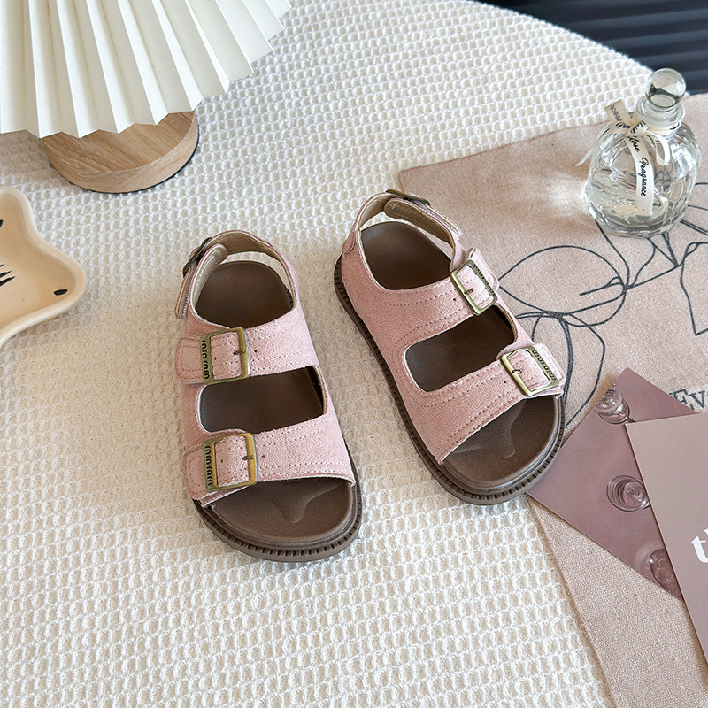 Zapatos romanos para niñas primavera y otoño 2026 nuevas sandalias de velcro de botellas de bot