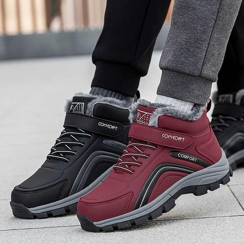 Фирменная обувь для пожилых людей зимняя бархатная теплая обувь водонепроницаемые снегоступы женские нескользящие средние и старые короткие сапоги мамы хлопчатобумажные туфли