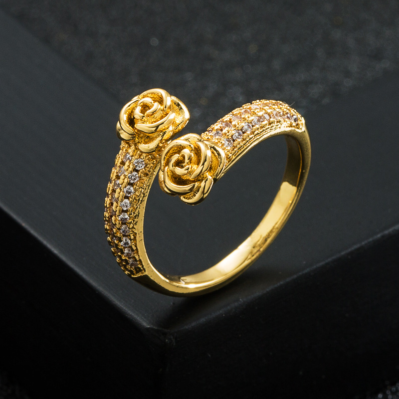 Fashion New Opening Adjustable Creative Star Moon Copper Plating 18k Gold Micro Zircon Ring display picture 3