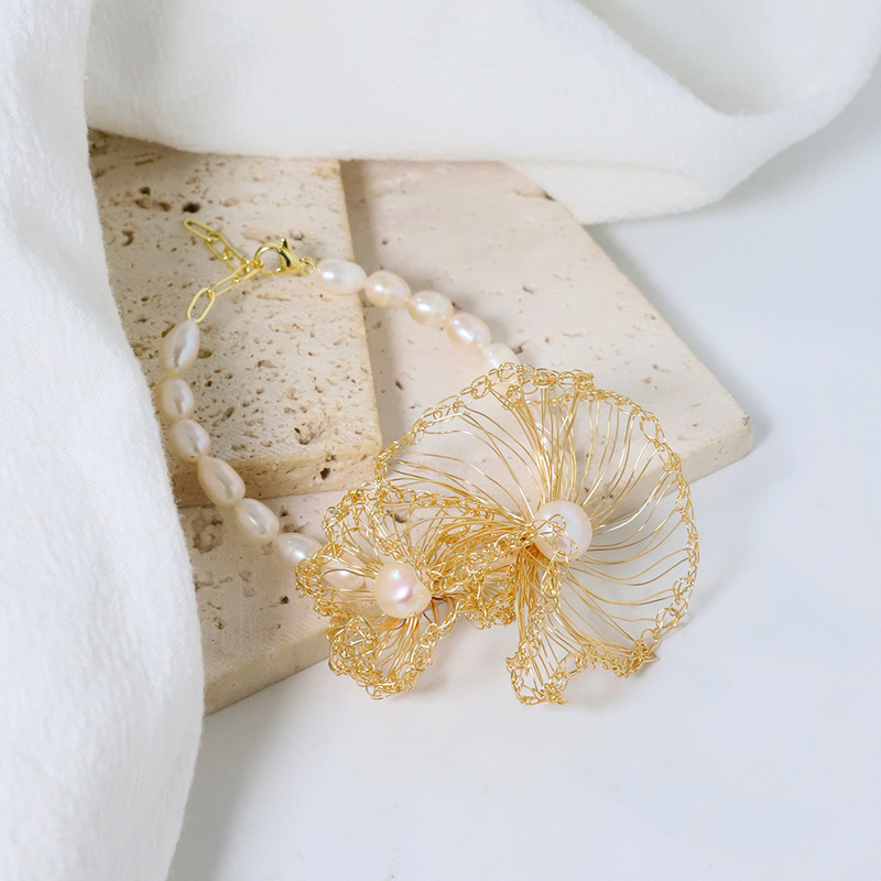 Natural Freshwater Pearl Bracelet Simple Niche High-end Sense Stainless Steel 18K Gold Plated Design Color-proof Bracelet for Women