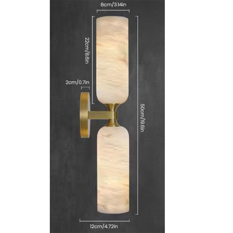 Aplique de Pared de Mármol Natural de Piedra Natural y Hierro, Iluminación Superior e Inferior, LED, para Dormitorio y Cabecera de Cama image 8