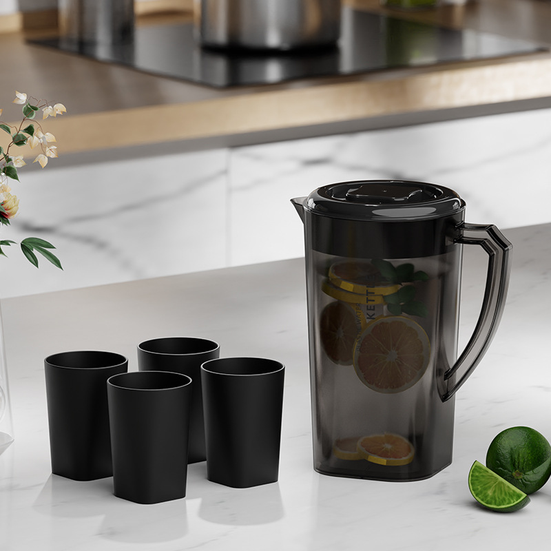 Plastic Cool White Cold Water Kettle Large Capacity Juice Zha Kettle Cool Tea Kettle PP Heat Resistant High Temperature Anti-drop Household Cool Water Kettle 