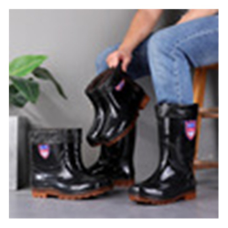 Men's Fashionable Pvc High-Top Labor Protection Rain Boots, Men's High-Top Waterproof Shoes, Fishing and Wading Shoes