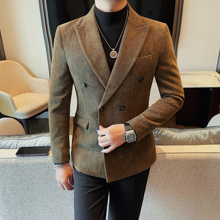 Live with Goods Autumn and Winter high quality Men's Thickened Casual Suit Business Casual Double Split Suit Jacket Single West