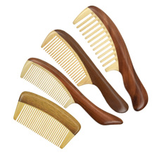 厂家批发黄杨木铁木豆红檀有柄按摩梳美发梳粗齿细齿居家日用刻字