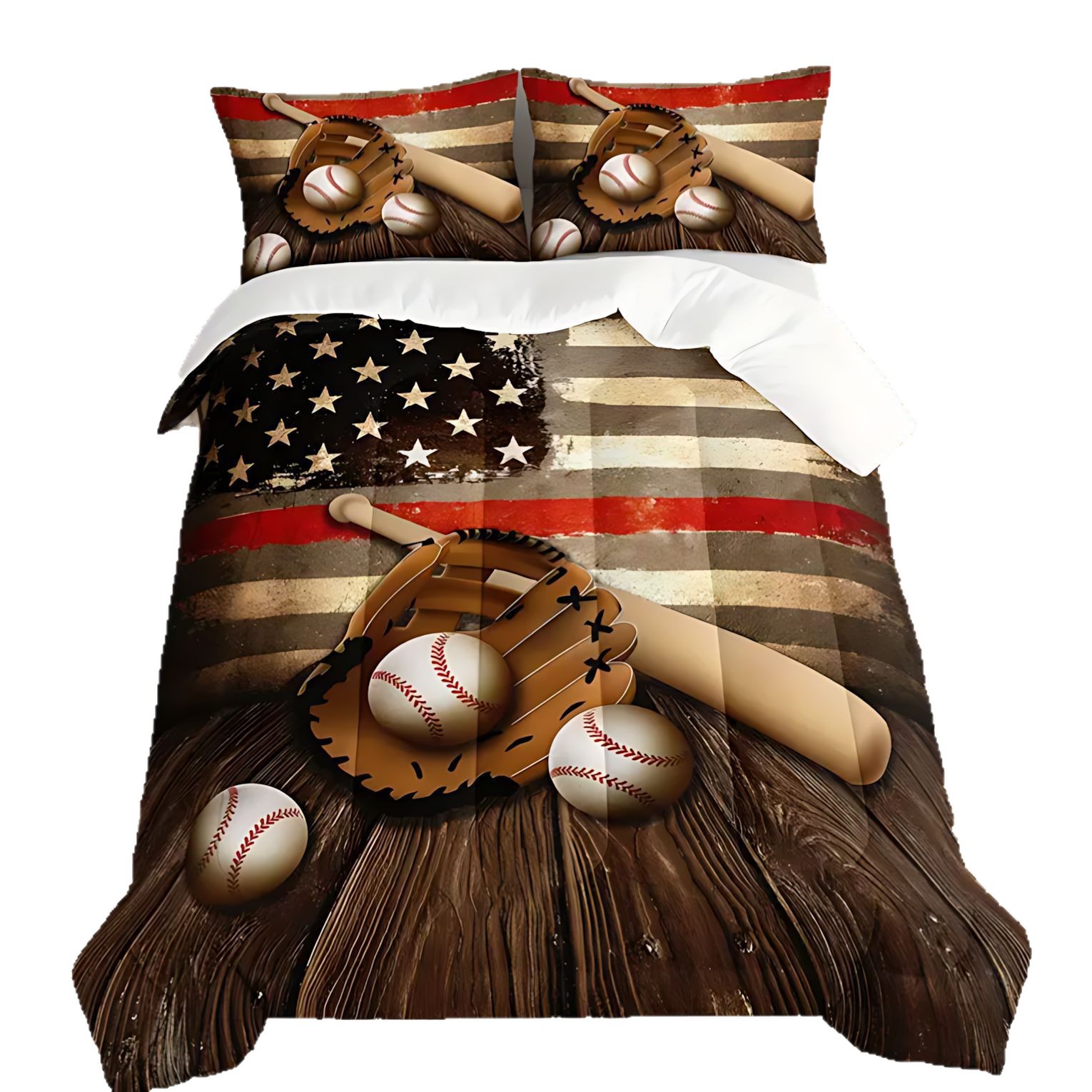 TEMU / JIT clásico de moda de béisbol deportivo HD impresión digital 180gms colcha de cama