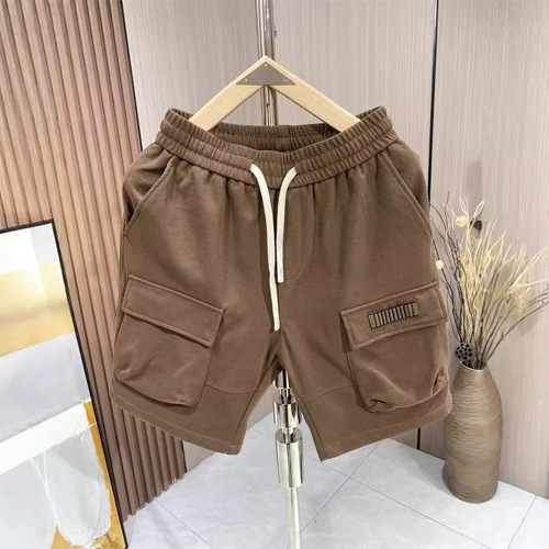 Summer brand loose five-pocket pants for men with adjustable drawstring waist, stylish and versatile, comfortable work shorts