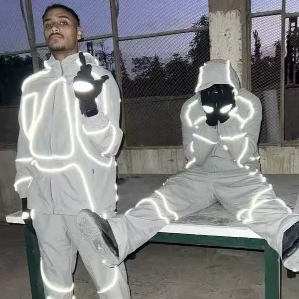Cross-Border Nk Alcatraz Co-Branded Hook Jacket Jacket Hooded Men's and Women's Windbreaker Waterproof Reflective Strip Top Pants