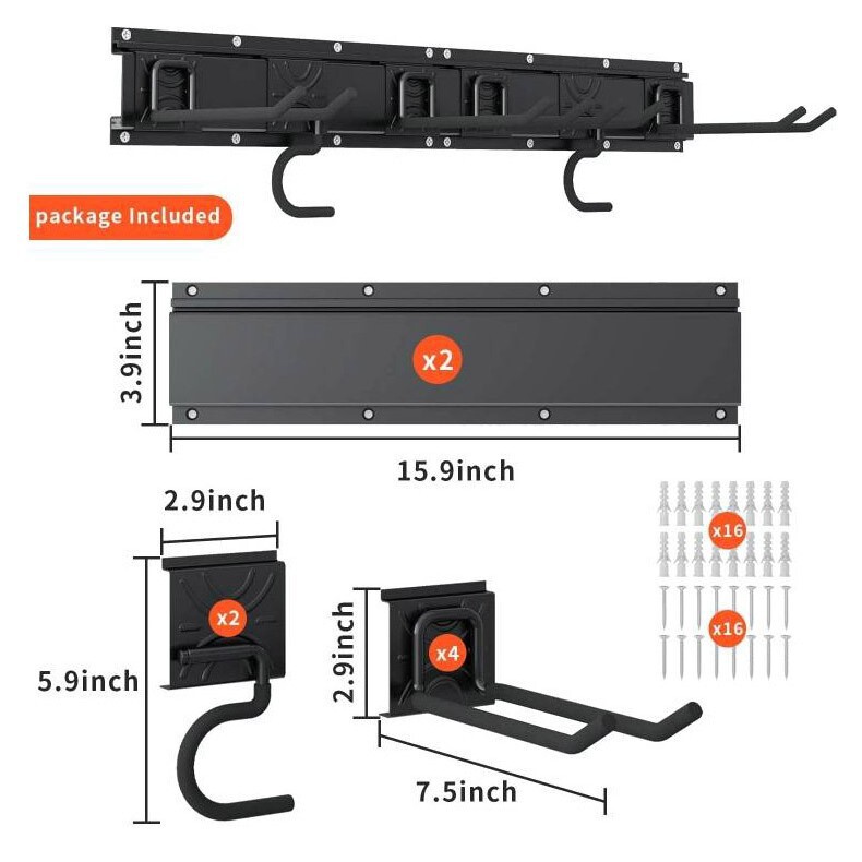 Heavy-Duty Wall-Mounted Metal Hook Rack for Cross-Border Storage, Suitable for Garden Tools and Heavy Objects