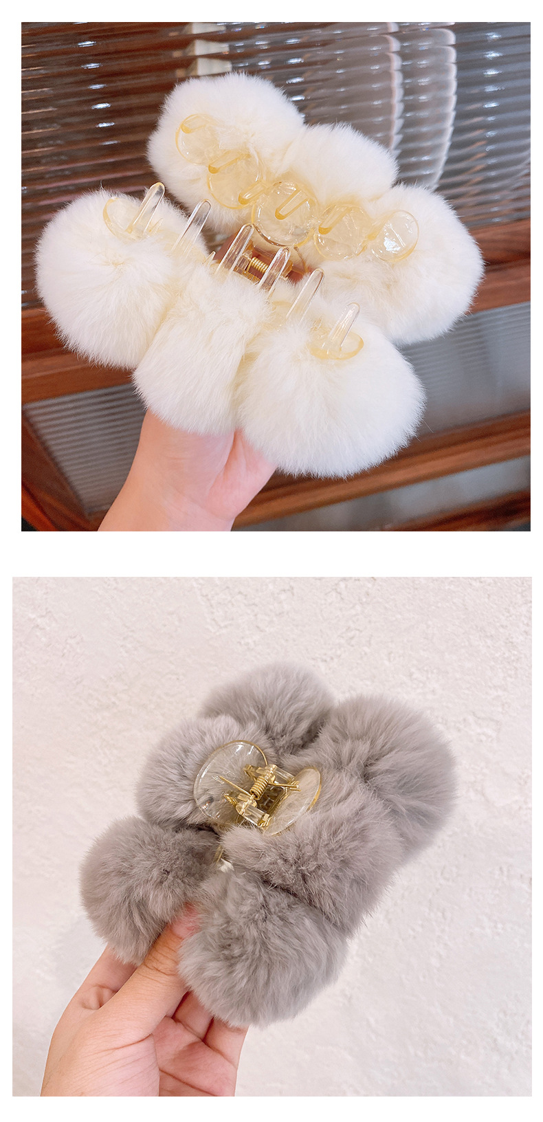 Cute Solid Color Rabbit Fur Hair Claws display picture 3