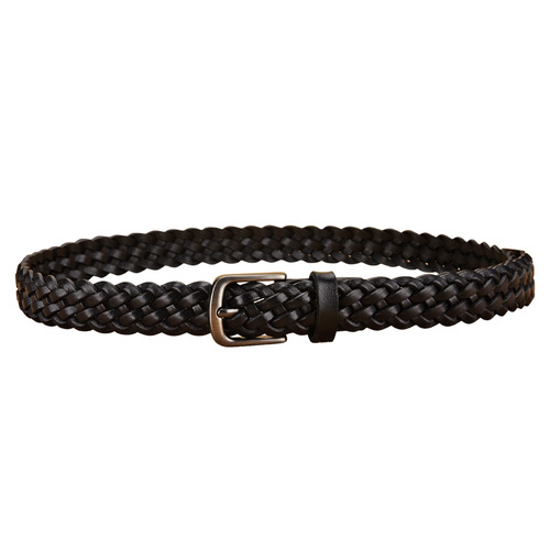 New woven belt women's casual pin buckle genuine leather first layer cowhide hand-woven decorative thin belt manufacturer wholesale