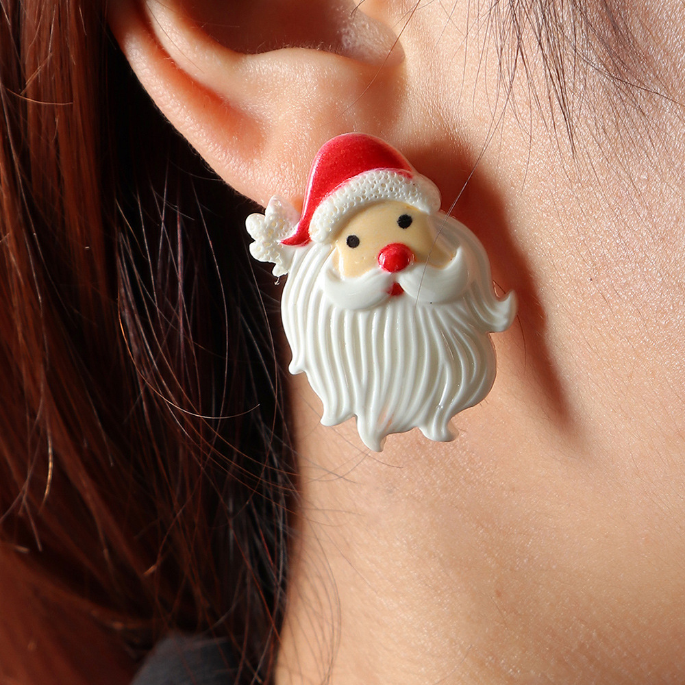 Cartoon Christmas Snowman Bell Resin Earrings Wholesale Jewelry Nihaojewelry display picture 16