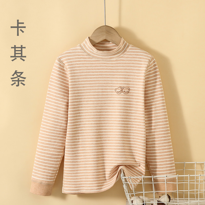 하프 터틀넥 탑(카키 스트립)