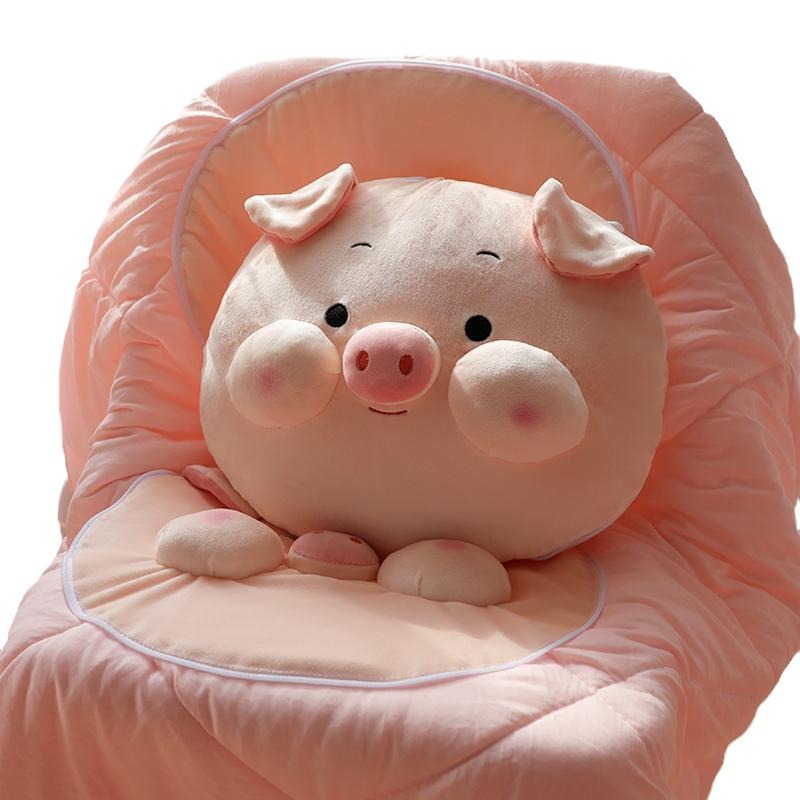 Cute cerdo almohada colcha almohada de doble propósito almohada de oficina siesta almohada aire acondicionado manta 2 en 1 vehículo grueso