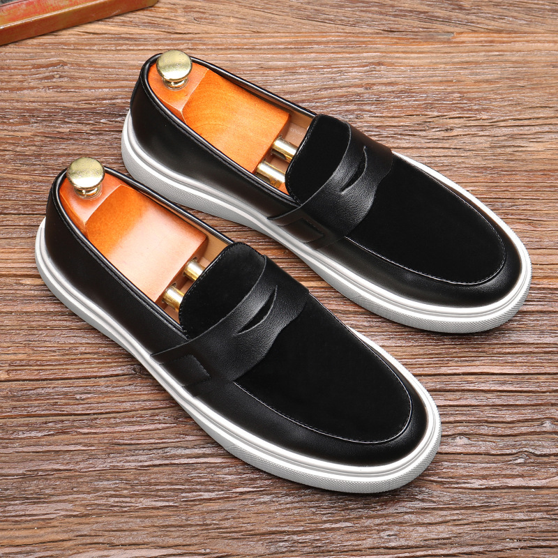 Mocassini con plateau Scarpe casual in pelle da uomo slip-on_voghion.com