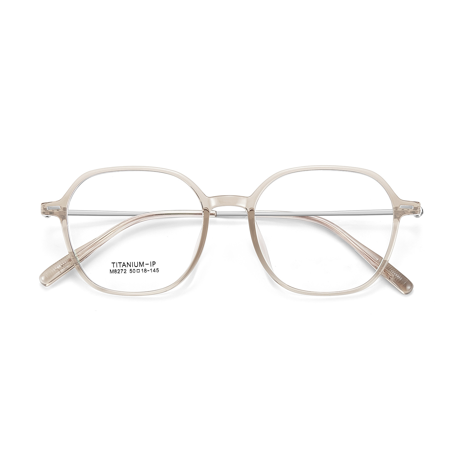Corea del Sur Feather Titanium muestra té de miel blanca TR montura de gafas de pierna de titanio 4mm de lado ancho súper pincho para hombres y mujeres gafas al por mayor