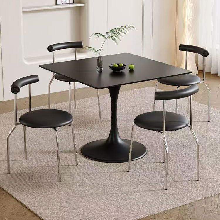 Italian Square Slate Dining Table and Chair Combination Reception Negotiation Table Home Living Room Small Apartment Leisure Square Table