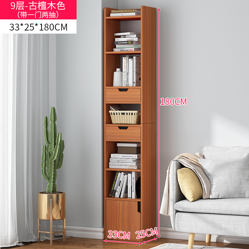 A prueba de polvo estantería pared hueco estrecho gabinete vertical hogar pequeña estantería con puerta gabinete de almacenamiento piso sala de estar vitrina