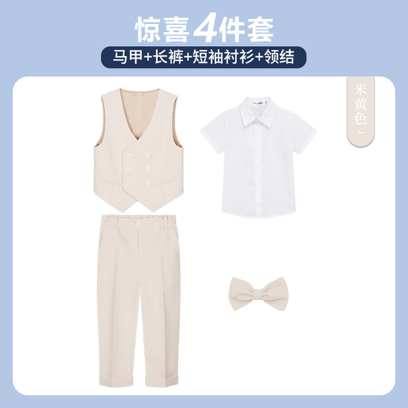 Vestido DE LOS NIÑOS guapo chico británico Caballero estilo traje de los niños pequeño traje de piano host traje de rendimiento