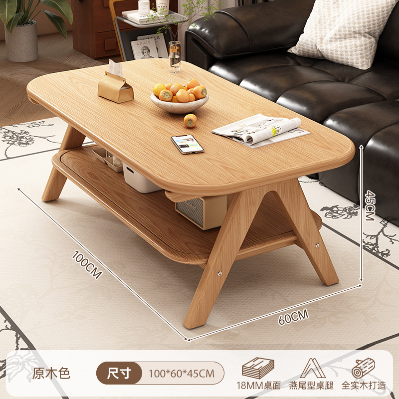 Mesa de centro de madera maciza sala de estar hogar 2025 nuevo estilo tronco sofá mesa de té simple y moderno apartamento pequeño mesa cuadrada