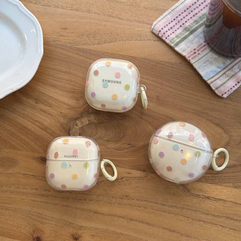 Transparent Colorful Polka Dots Are Suitable for Huawei 6I5I Earphone Case Freeclip2 Clip-On Se2 Samsung Protective Case 7I Transparent Colorful Polka Dots Are Suitable for Huawei 6I5I Earphone Case Freeclip2 Clip-On Se2 Samsung Protective Case 7I