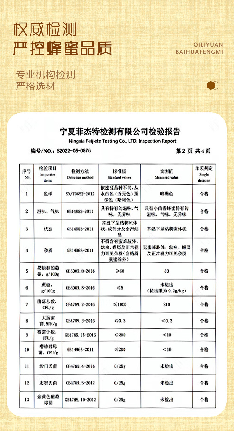 Qi Li Yuan Baihua Honey 500g Natural Floral Honey for Tea Breakfast Ready to Eat specifications