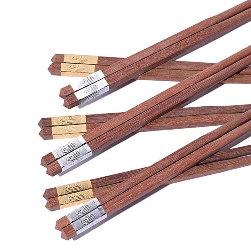 [Nuevo estilo chino] ala de pollo palillos de madera cabeza de metal registro Fu palillos creativos palillos de madera grupo comunitario compra en stock al por mayor