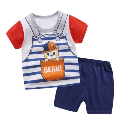 2024 new children's short-sleeved suit cartoon boys and girls short-sleeved shorts two-piece set small and medium-sized children's underwear suit