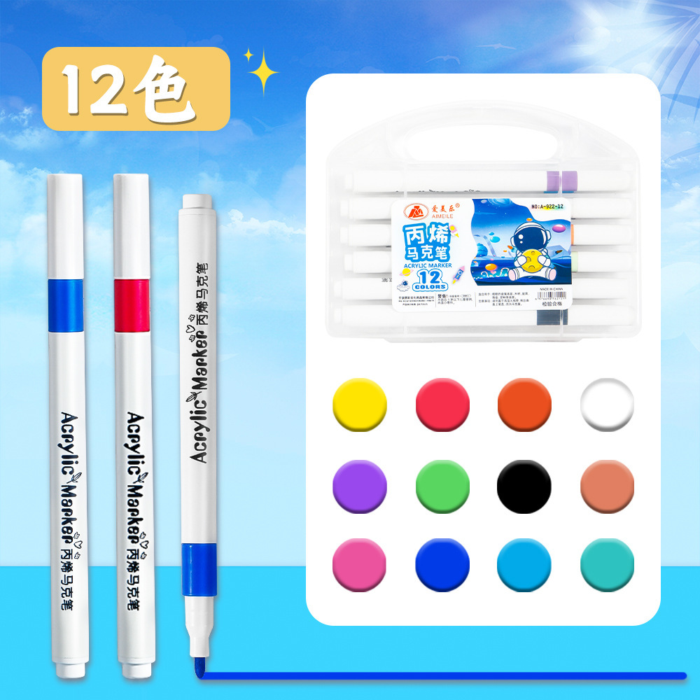 Juego de marcadores acrílicos para estudiantes de arte para niños, bolígrafos de colores lavables, pintura de graffiti, bolígrafos acrílicos superpuestos