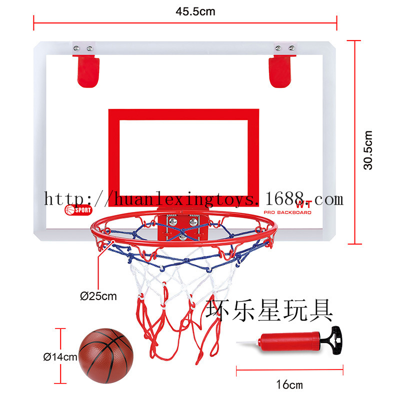 儿童投篮游戏 透明悬挂式篮球板45.5CM 方形壁挂式篮球框塑料玩具