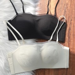 日本真丝桑蚕丝无肩带文胸防滑聚拢抹胸一片式防走光无痕内衣女夏