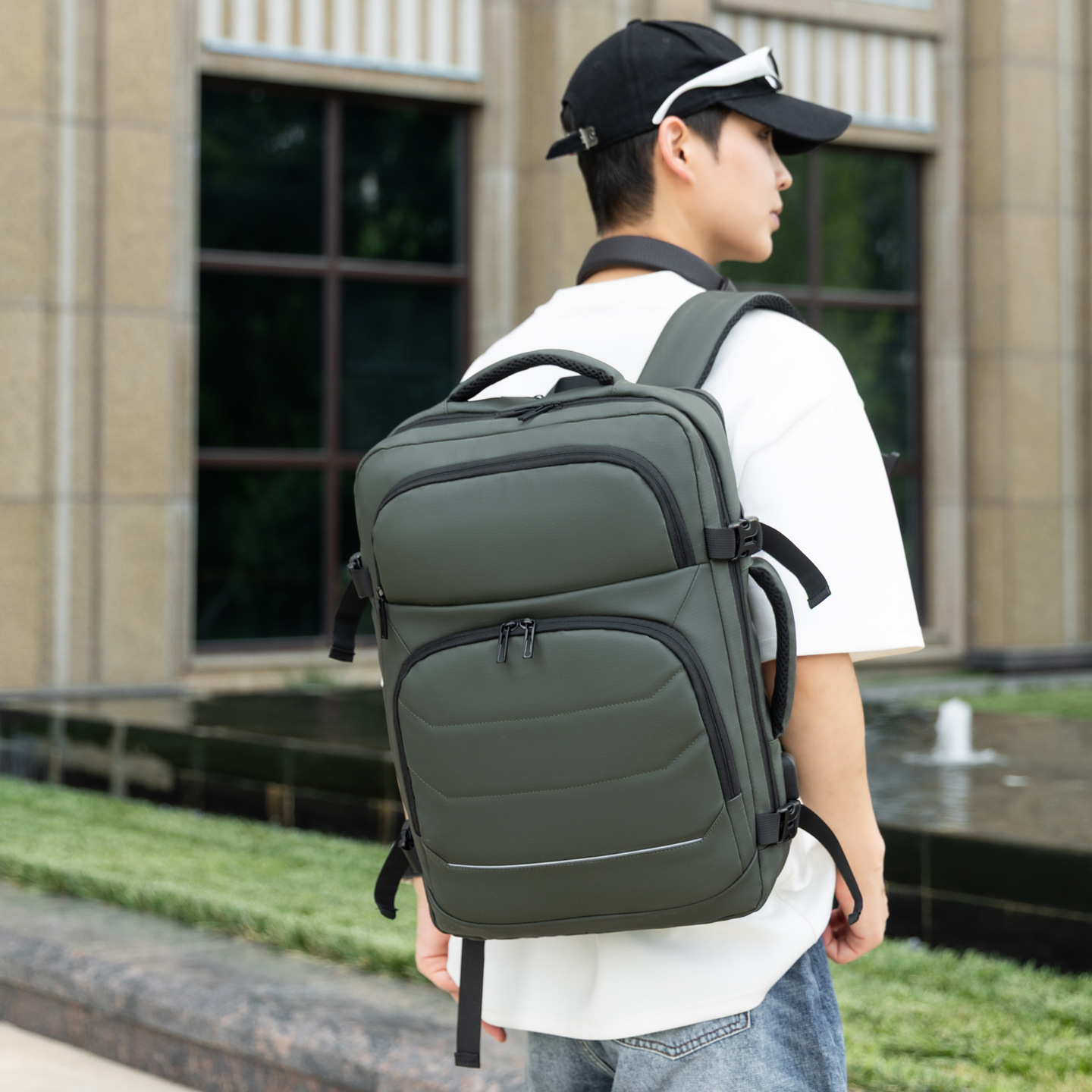 Mochila multifuncional nueva gran capacidad color sólido a prueba de rociadores mochila de computadora de negocios colgar tirón bolsa de viaje