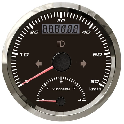 85mm pointer speedometer tachometer automobile instrument - silver-edge-black-background