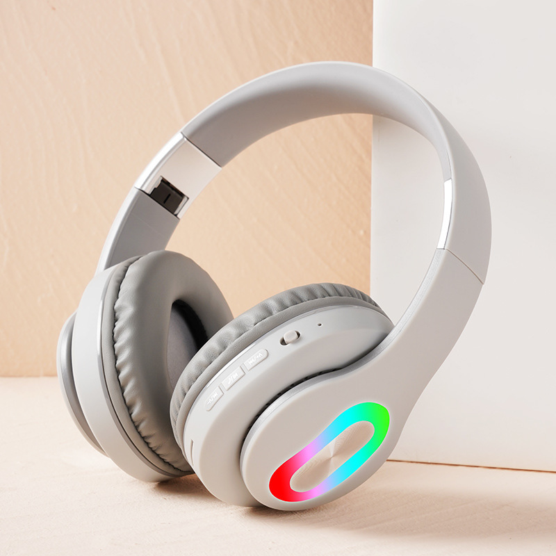 ヘッドマウント型Bluetoothヘッドセット ワイヤレスイヤホン 360度サラウンドサウンド 超軽量設計 LED発光 クリエイティブな発光|undefined