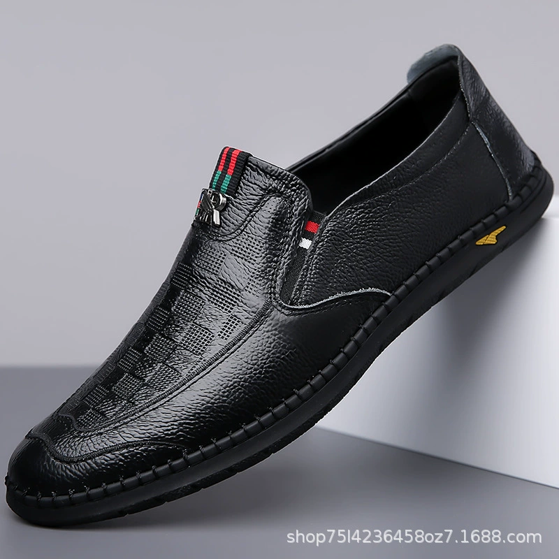 Shilode Breathable Leather Casual Slip-On Shoes for Leisure – Summer Cowhide, White/Black/Yellow